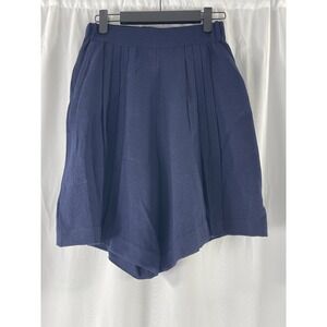 Vtg St. John Collection By Marie Gray Navy Blue Pleated Santana Knit Shorts Sz 2